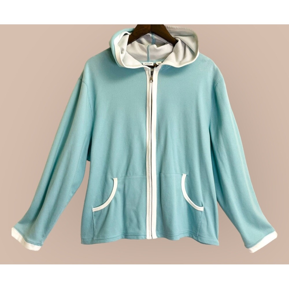 Cato Full Zip Hoodie Woman Size 26/28 Light Blue Cotton Blend